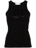 Blumarine Logo ribbed cotton tank top