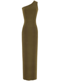 Saint Laurent One shoulder silk dress