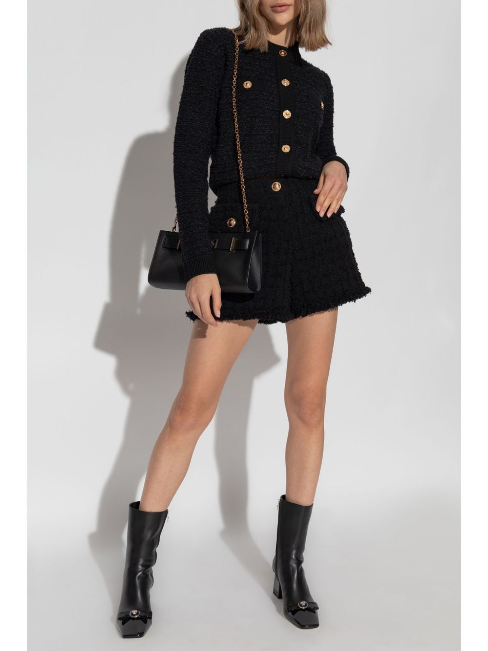 Versace Heritage tweed mini shorts