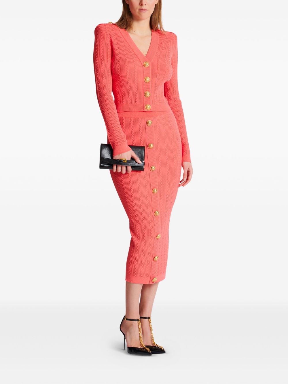 Balmain Long-sleeved twisted knit cardigan