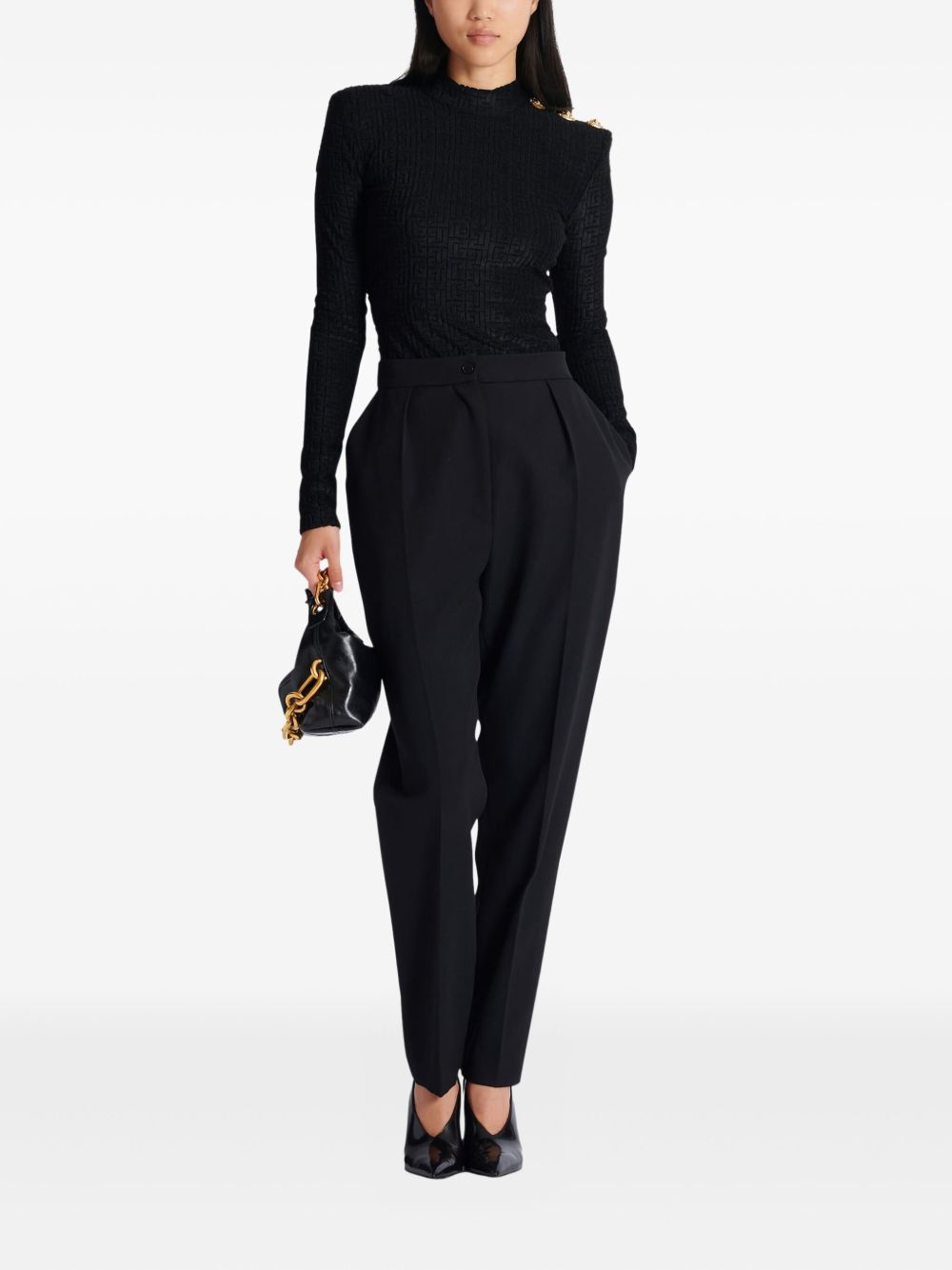 Balmain monogram high-neck top