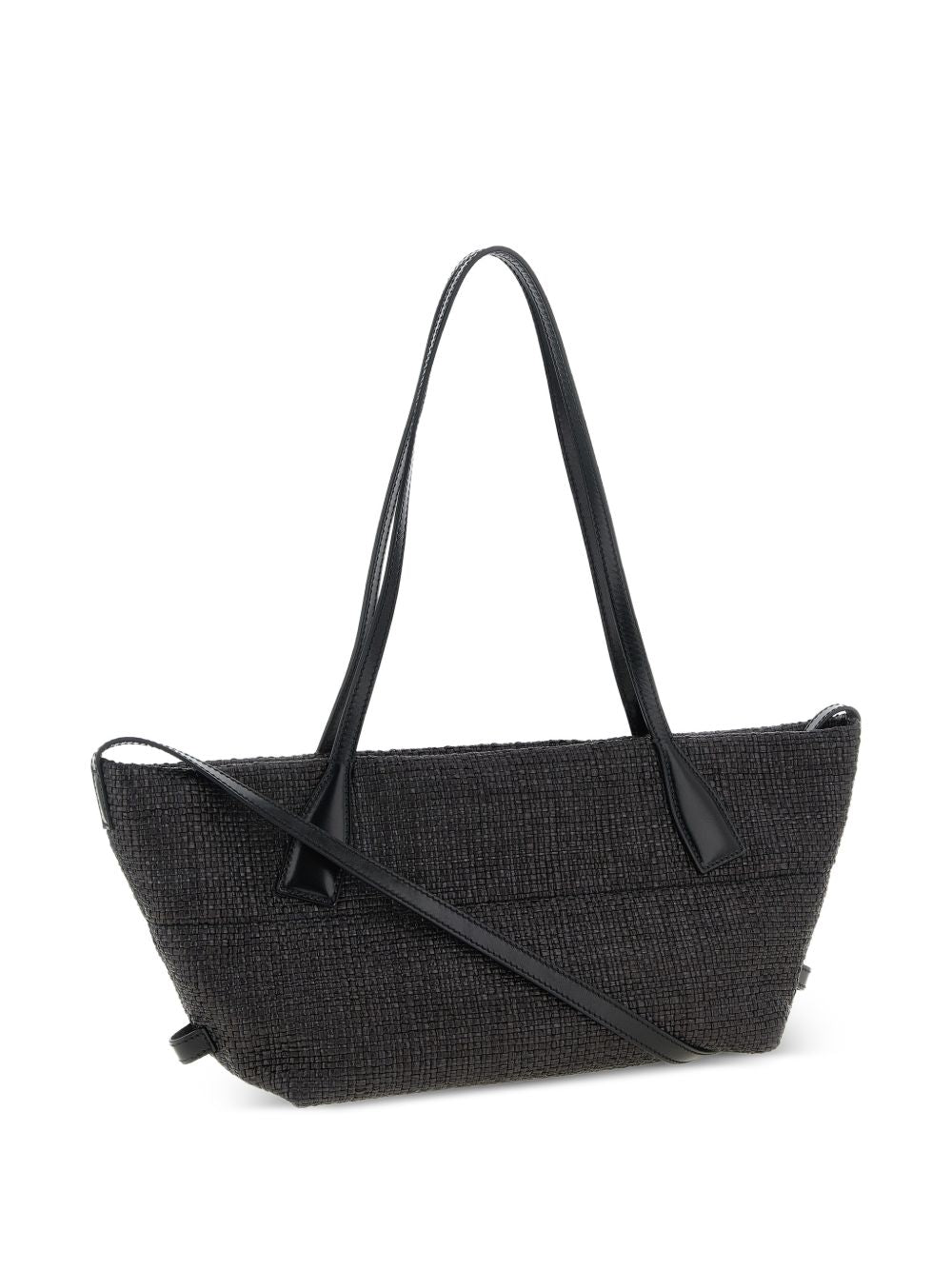 Balmain Track Small Tote Bag In Raffia And Calfskin