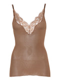 Saint Laurent V-neck spaghetti straps adjustable straps Lace silk top