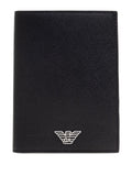 Emporio Armani Asv Regenerated Saffiano Leather Passport Holder With Eagle Plate