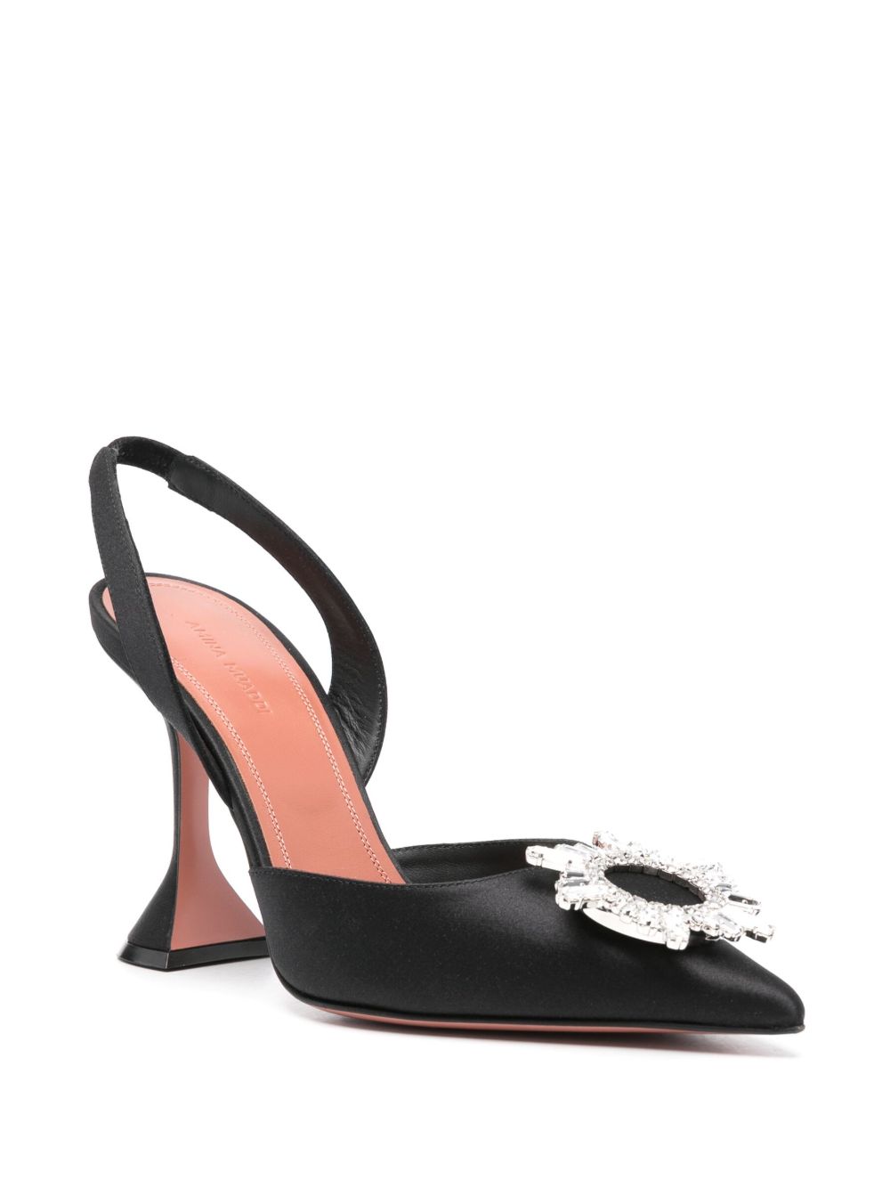 Amina Muaddi Begum Sling 95 Black Satin