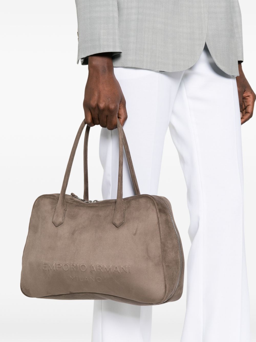 Emporio Armani Eagle Club Capsule Collection Suede-Effect Shoulder Bag