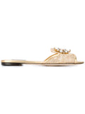 Dolce & Gabbana Rainbow slide in lurex lace with brooch