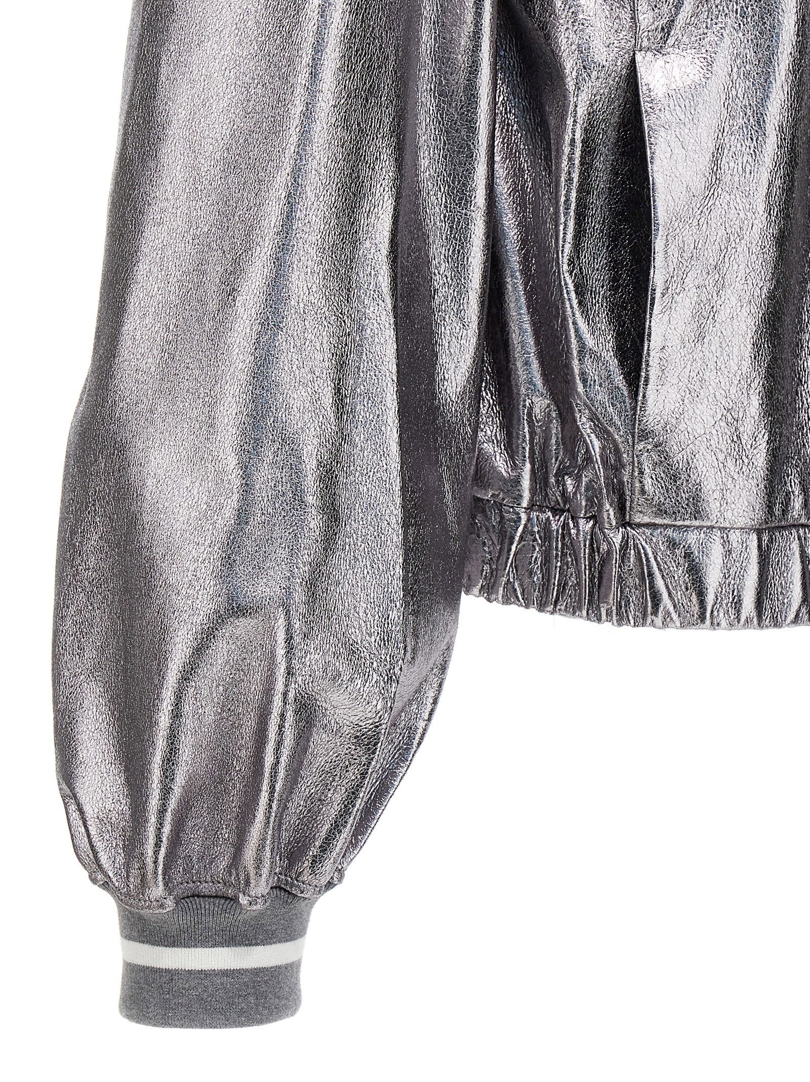 Brunello Cucinelli Laminated Leather Bomber Jacket