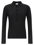 Saint Laurent Pointelle Wool Polo Shirt