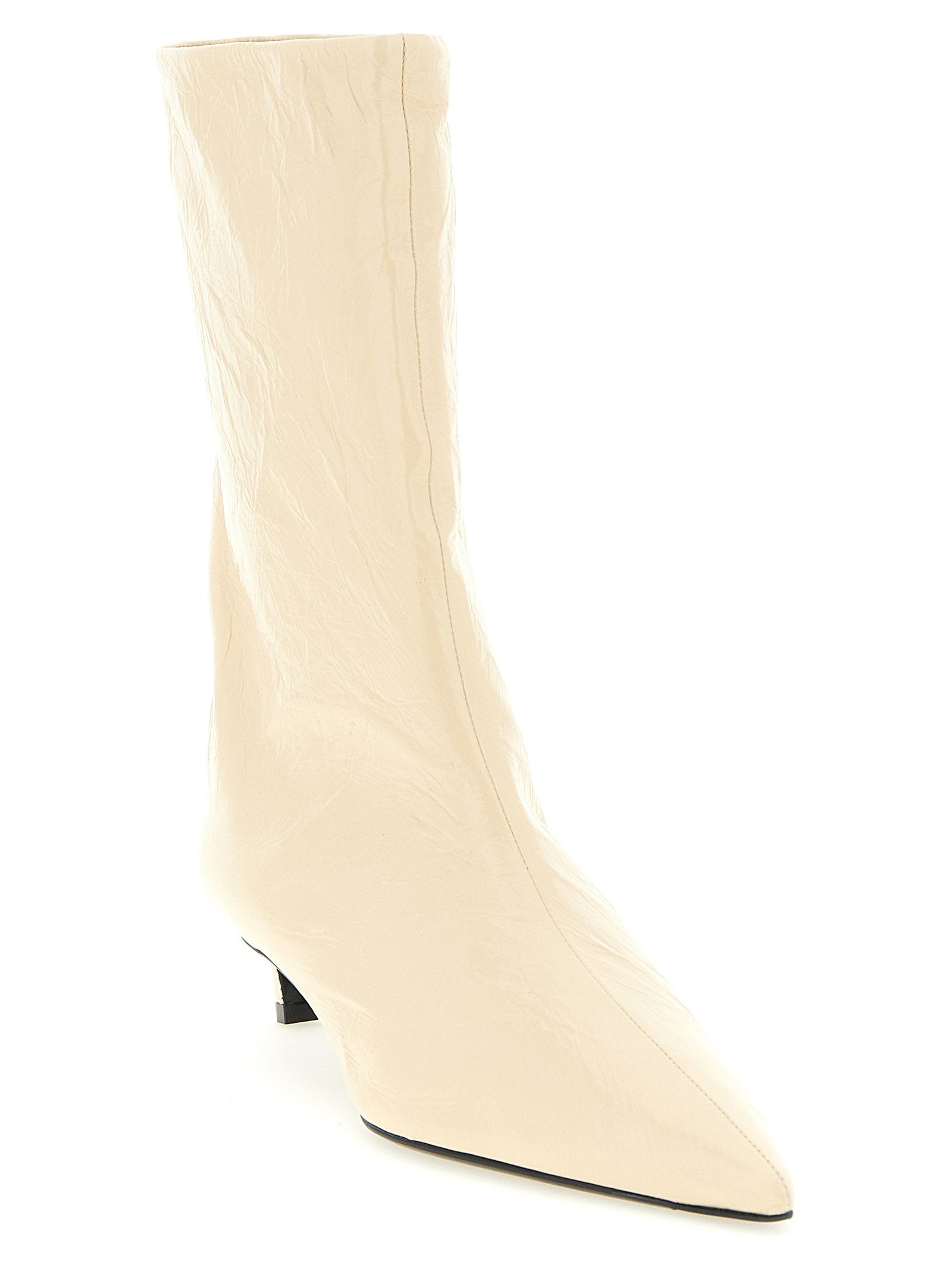 Jil Sander Craquelé Leather Ankle Boots