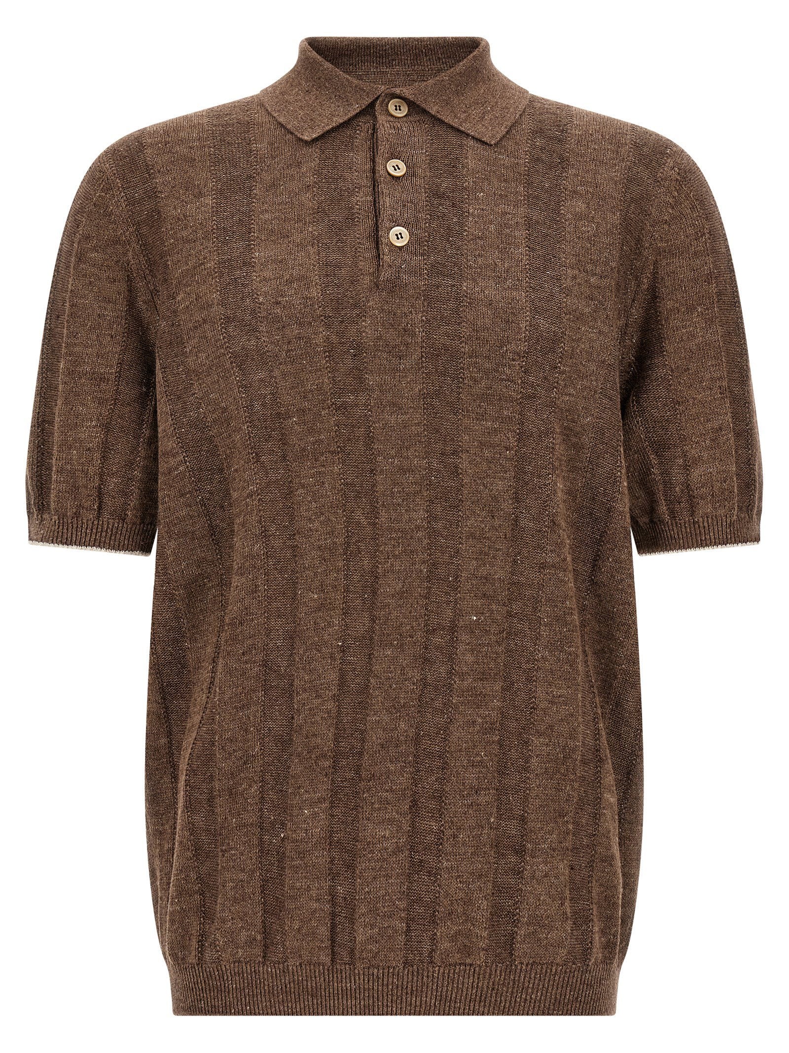 Brunello Cucinelli Wide Ribbed Polo Shirt