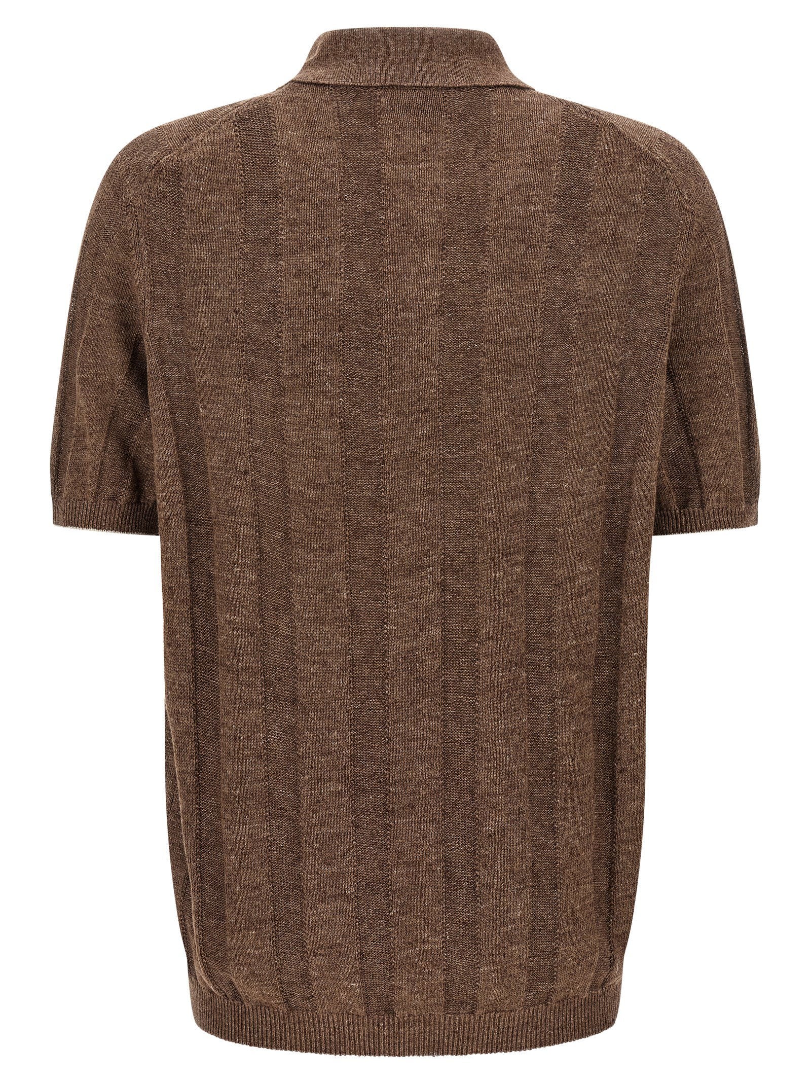 Brunello Cucinelli Wide Ribbed Polo Shirt
