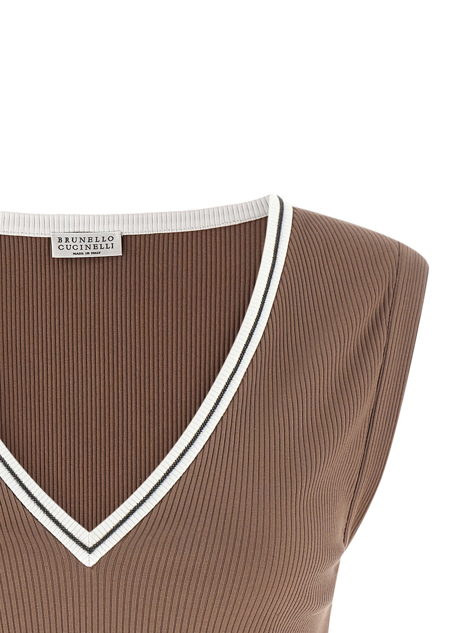 Brunello Cucinelli Shiny Trim Tank Top