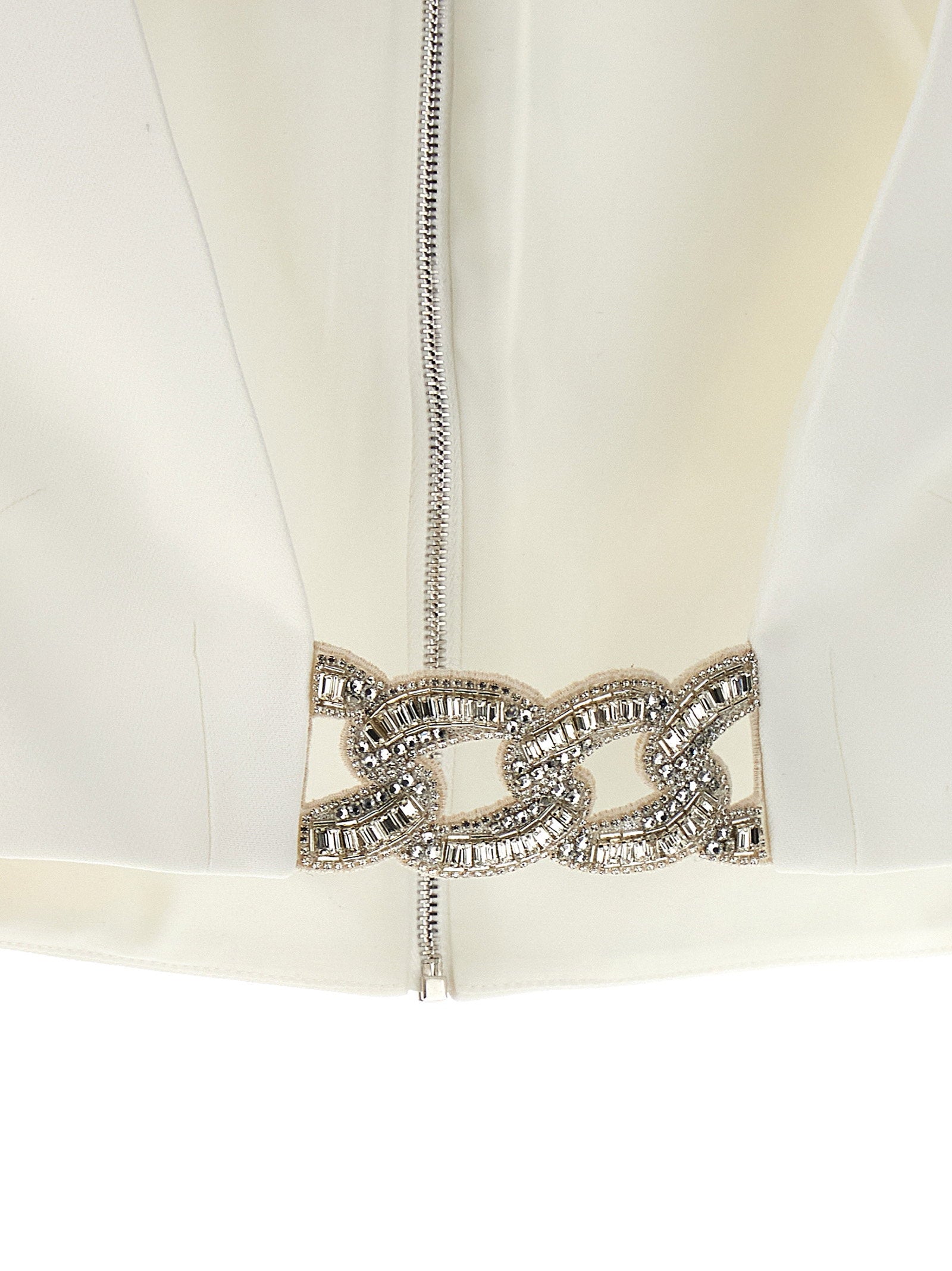 David Koma Top 3d Crystsal Chain And Square Neck